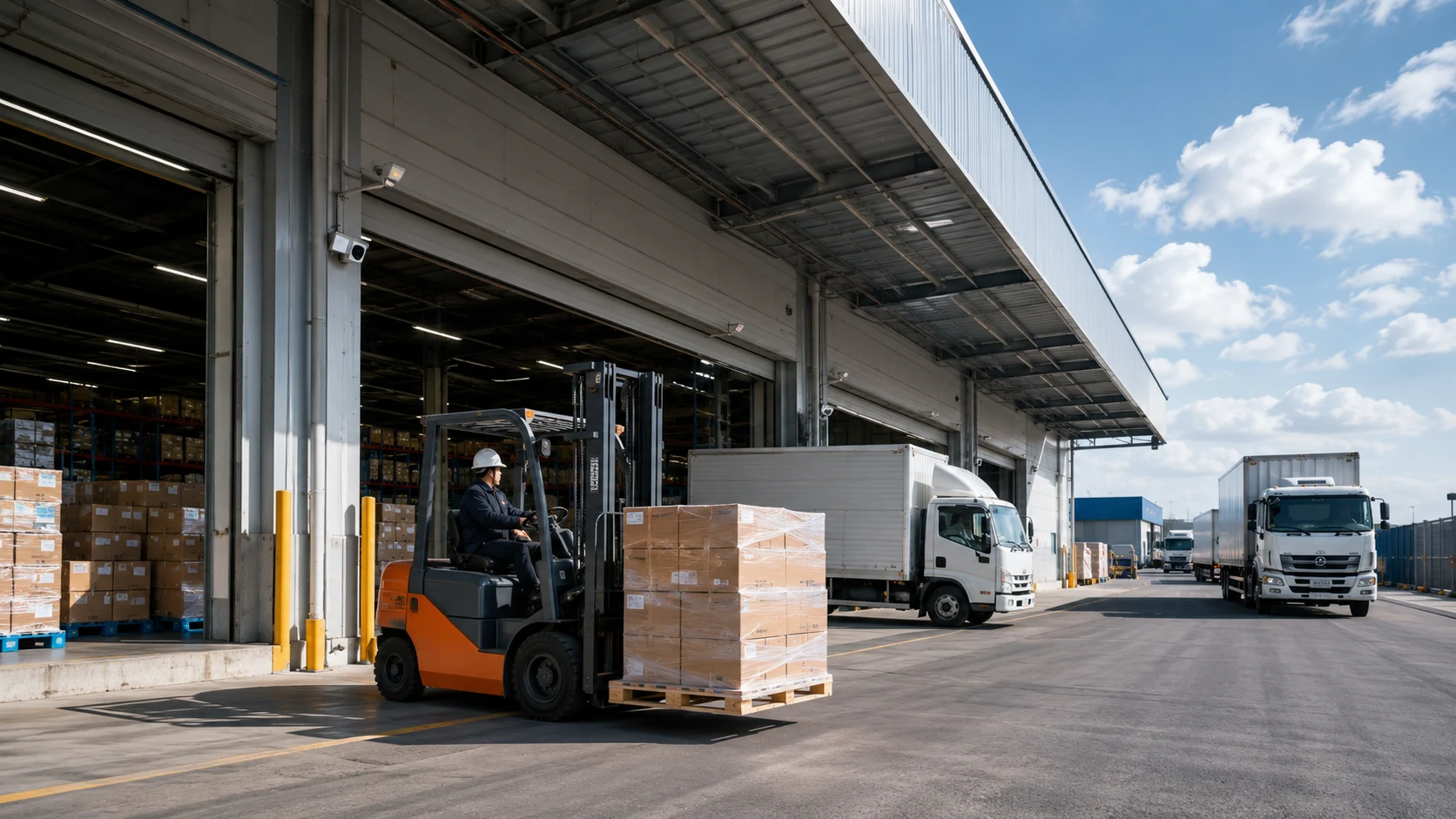 物流施設の搬入口と荷役エリア